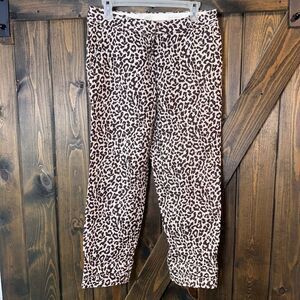 J Crew Cafe Capri Animal Print Linen Pants